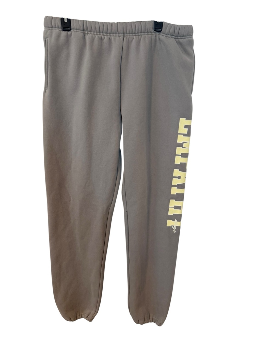The Mayfair Group women's Gray Sweatpants with Pale Yellow Side Logo M/L
